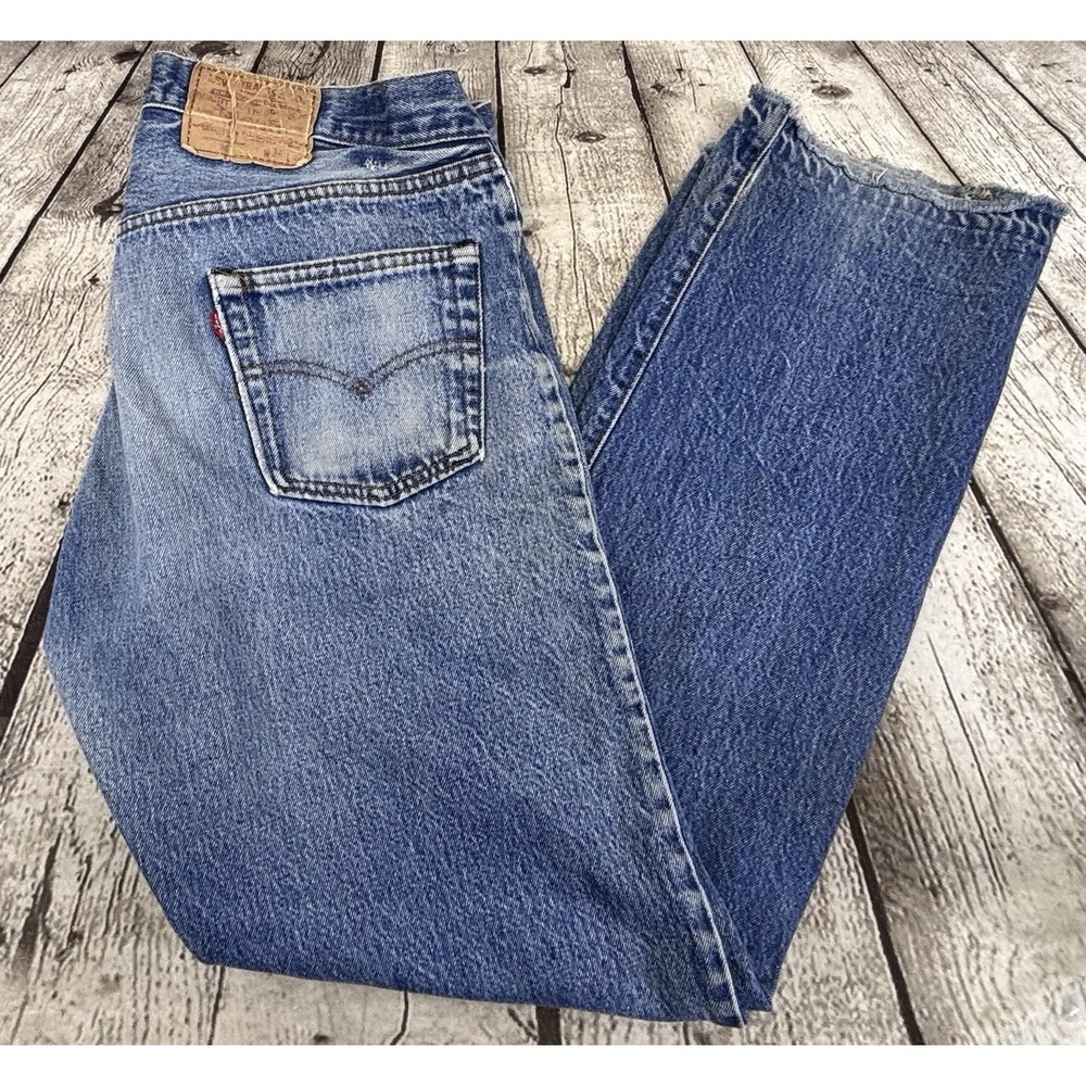 Vintage‎ Levi's 501 1982 USA Made Jeans W36 L32 (Actual 33x30) Distressed Hem